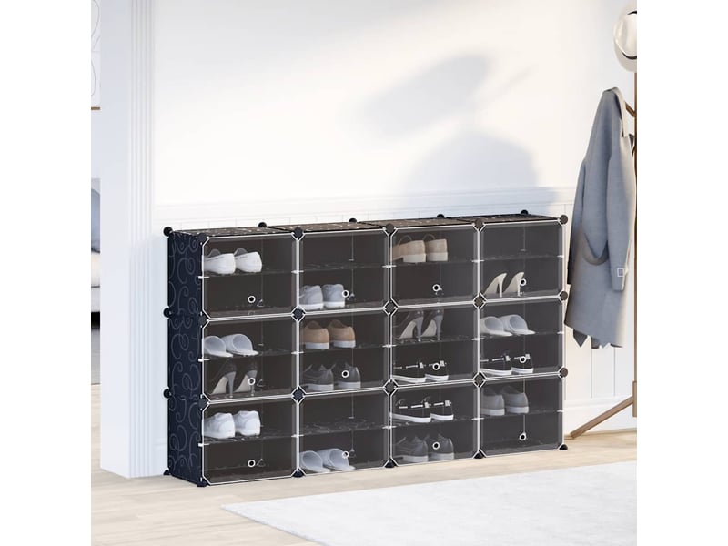  Cubes de rangement 12 pcs avec portes noir pp shl4718  - Conforama C