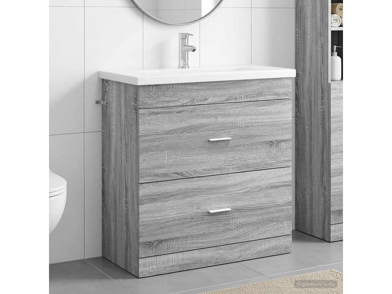 Ensemble de mobilier de salle de bain sonoma gris shl8145 - Conforama B