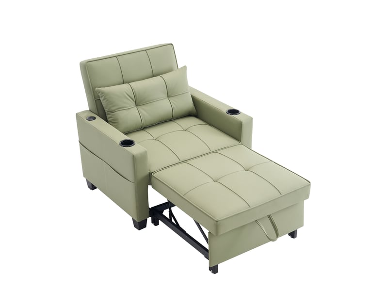  Fauteuil-lit convertible 3-en-1 extensible, porte-gobelets et port usb, gain de place  - Conforama D