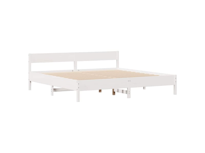  Lit double- lit adulte -  cadre de lit sans matelas blanc 180x200 cm bois massif de pin  - Conforama D