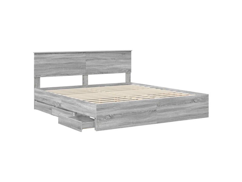  Lit double- lit adulte -  cadre de lit gris sonoma 180 x 200 cm bois ingénierie  - Conforama D