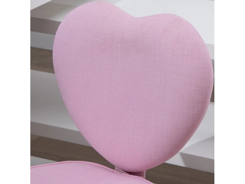  Chaise de bureau rose à dossier cœur, réglable 43-53 cm, avec roulettes, idéale pour un espace de travail  - Conforama E