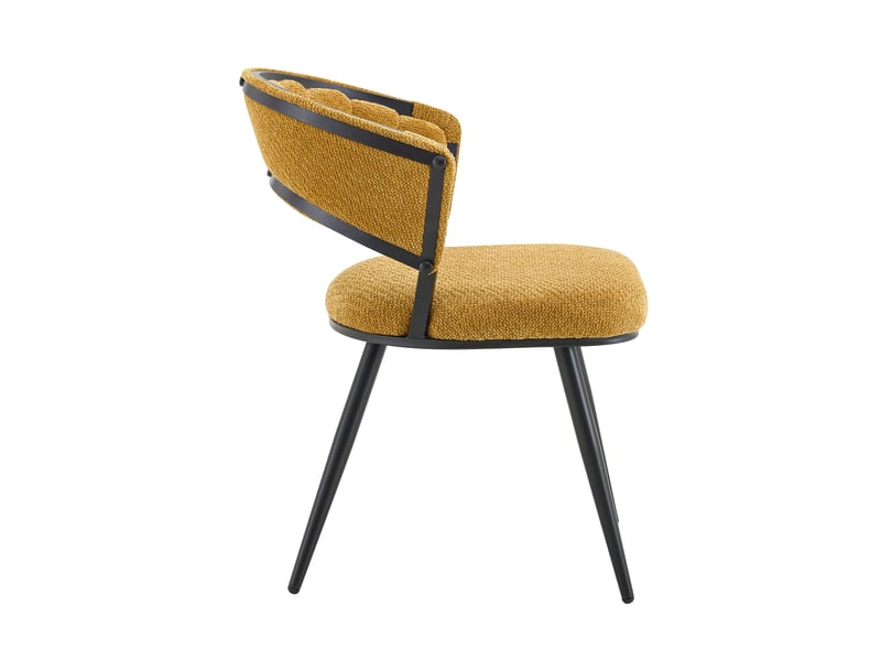 Lot de 4 chaises de salle à manger,63x57x77,5 cm,velours et métal noir,jaune  - Conforama D