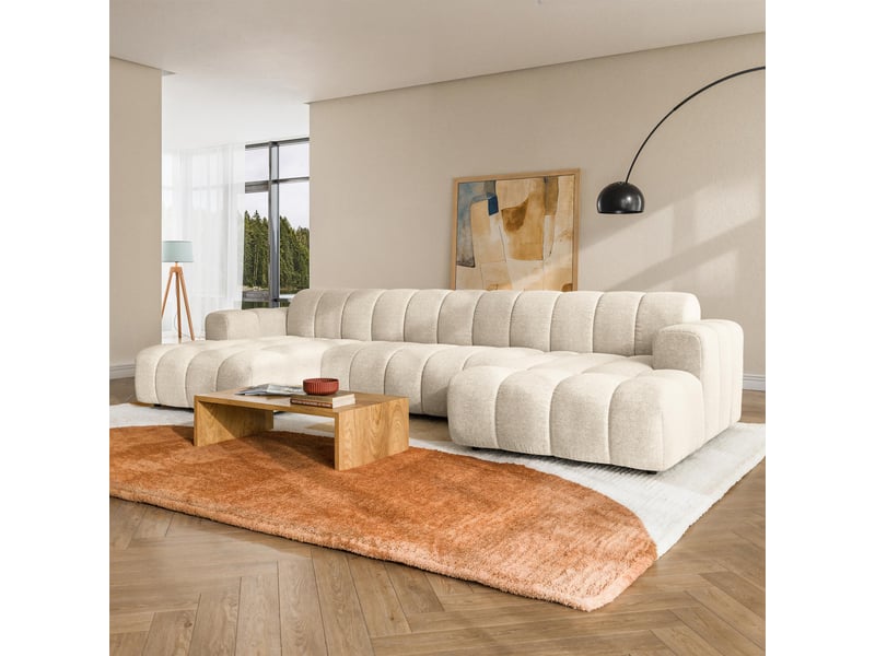  Canapé d'angle aenis, tkanina strukturalna crème  - Conforama B