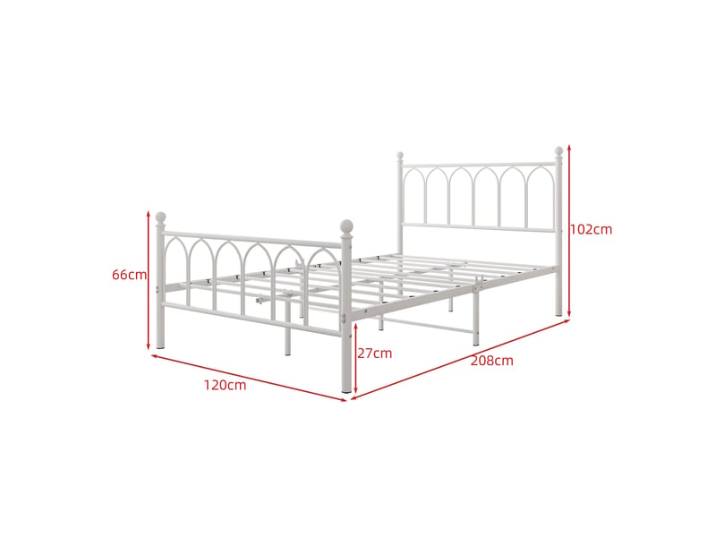  Cadre de lit métallique vintage 120x200 cm, éclairage led, station de charge usb, coloris blanc, sans matelas  - Conforama C