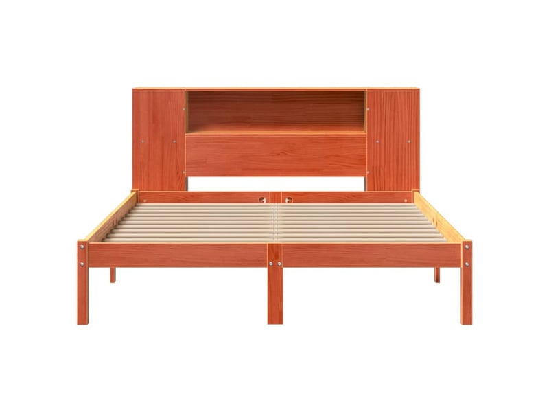  Lit double- lit adulte -  lit bibliothèque sans matelas  marron 150x200 cm pin massif  - Conforama C