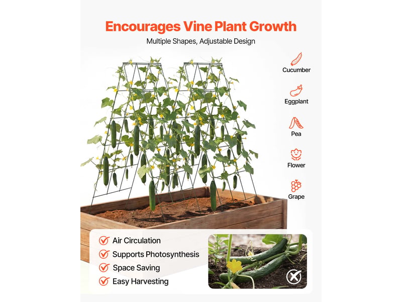 Vevor treillis à concombres jardin plante grimpante forme a 4 grilles 117x46 cm  - Conforama D