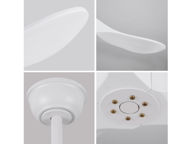  Ventilateur de plafond 90x90x26 cm réversible bois blanc sans éclairage  - Conforama D