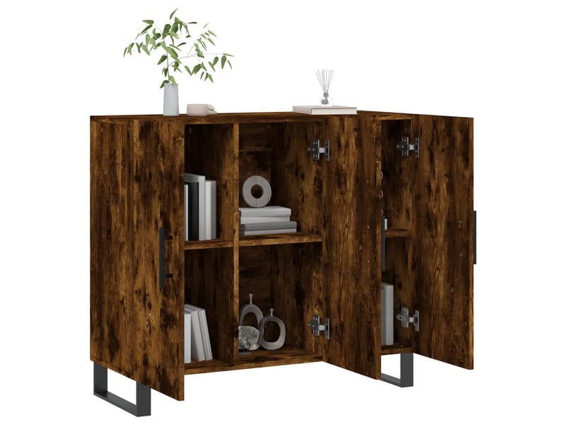  Buffet - bahut - meuble de rangement chêne fumé 90x34x80 cm bois d'ingénierie  - Conforama D