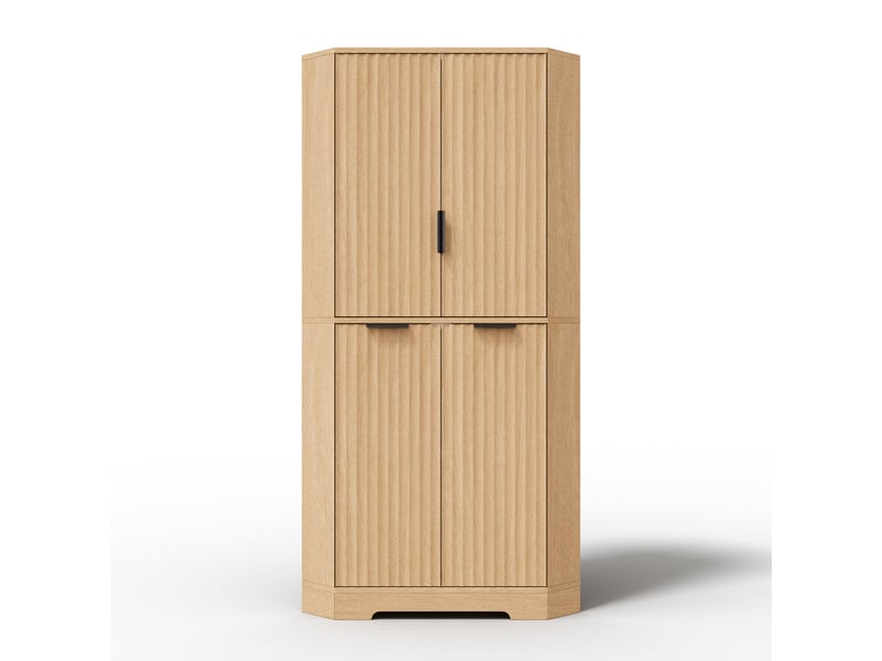  Armoire d’angle avec 4 portes et étagères réglables, 60 x 60 x 172 cm  - Conforama A
