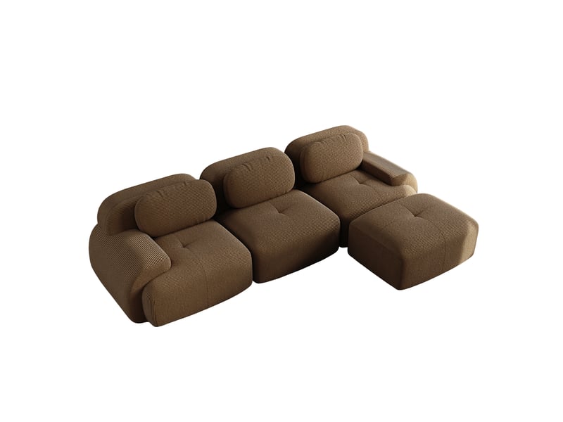 Canapé d'angle, canapé modulable, en velours tricoté, marron, sans montage, sans structure, chambre, pour salon - Conforama B