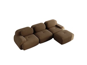 Canapé d'angle, canapé modulable, en velours tricoté, marron, sans montage, sans structure, chambre, pour salon