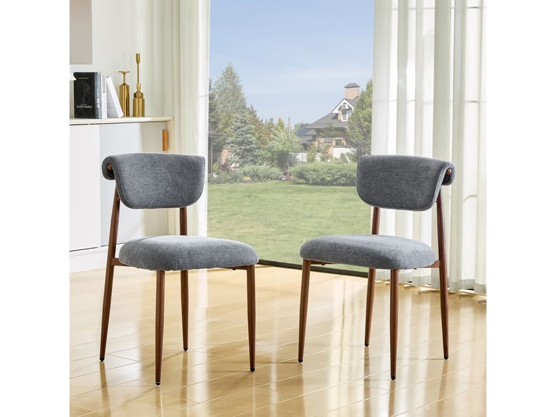  Table et chaises de salle à manger lot de 2 chaises assise rembourrée dossier courbé style moderne  - Conforama A