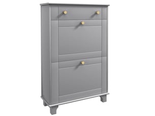 Meuble à chaussures étroit avec 2 portes à charnières et 1 tiroir pour 8 paires de chaussures, 60 x 23,5 x 98,5 cm, gris