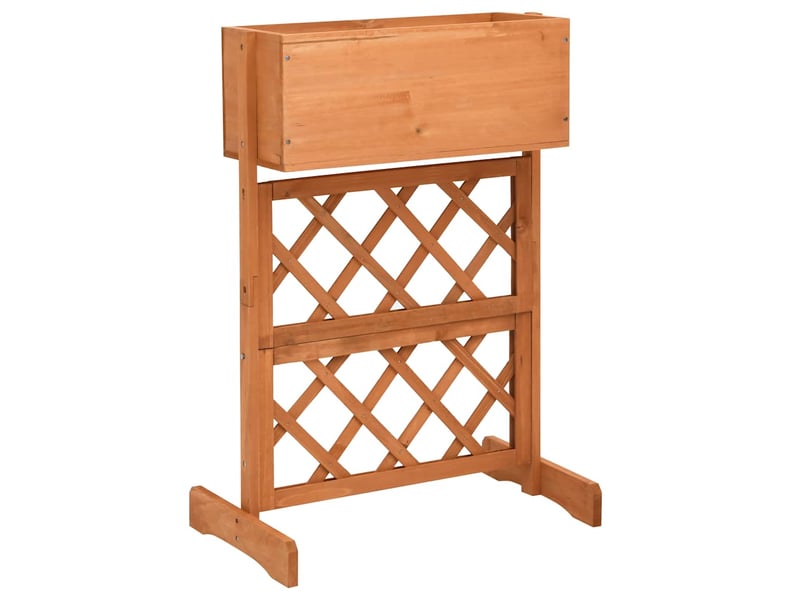  Jardinière - bac à fleurs à treillis de jardin orange 45x30x74cm bois de sapin  - Conforama B