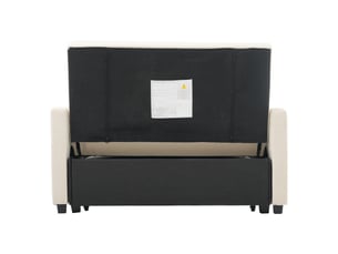 Canapé 2 places, avec fonction couchage, avec rembourrage mousse, coloris beige, l127 x p75 x h94 cm, assise confortable