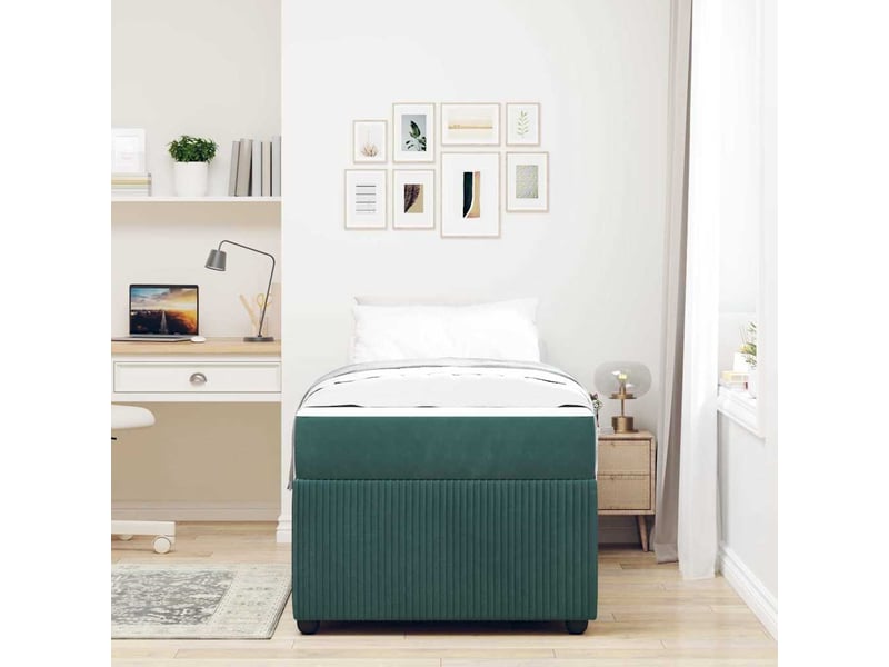  Lit simple- lit adulte -  cadre de lit vert foncé 80 x 200 cm tissu  - Conforama B