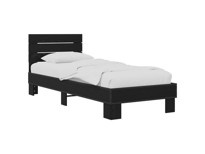  Lit simple- lit adulte -  cadre de lit avec tête de lit chêne noir 80 x 200 cm  - Conforama A