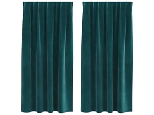 Lot de 2 rideaux, rideaux de fenêtre vert foncé 140 x 175 cm velours cf44122