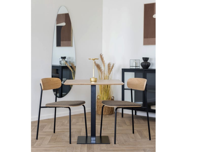 Fado-table de café 2 personnes décor bois et acier 70x70 cm  - Conforama B