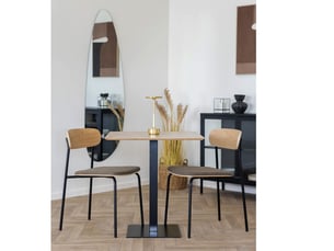Fado-table de café 2 personnes décor bois et acier 70x70 cm