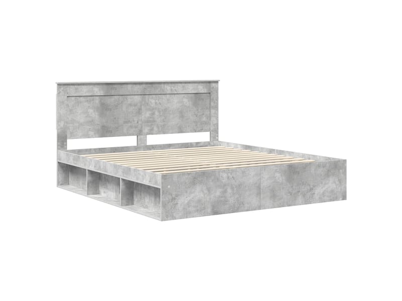  Lit double- lit adulte -  cadre de lit avec tête de lit béton 180 x 200 cm pin massif  - Conforama C