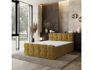 Lit avec rangement 160x200 cm <strong>MASSENO</strong> <strong></strong> coloris jaune