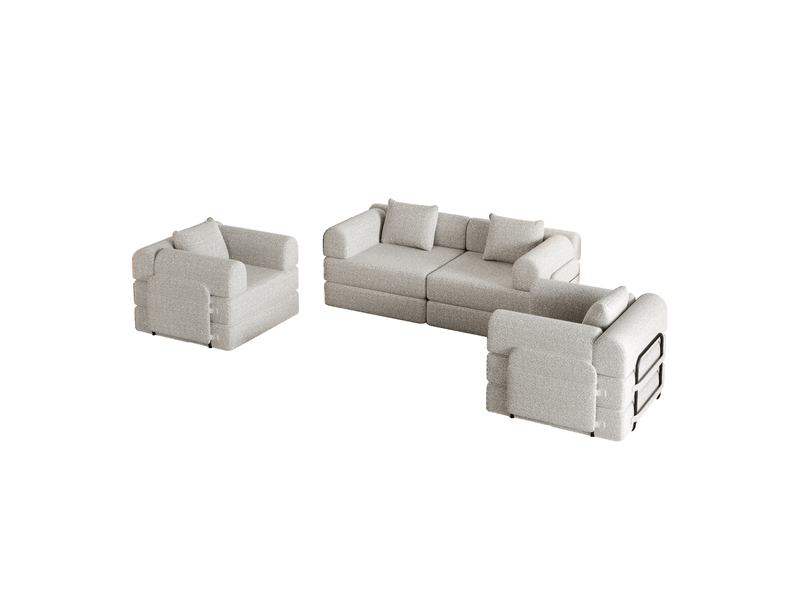  Canapé modulable modenvie 4 places convertible en lit avec rangement dans l'accoudoir, tissu chenille kaki, 183,8 x 91,4 x 69,8 cm  - Conforama A