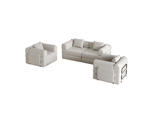 Canapé modulable modenvie 4 places convertible en lit avec rangement dans l'accoudoir, tissu chenille kaki, 183,8 x 91,4 x 69,8 cm