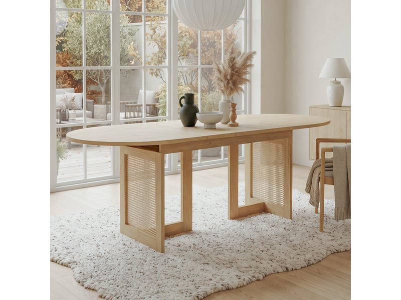  Table à manger extensible,150200x90 cm,6 à 8 personnes,mdf,chêne clair  - Conforama B