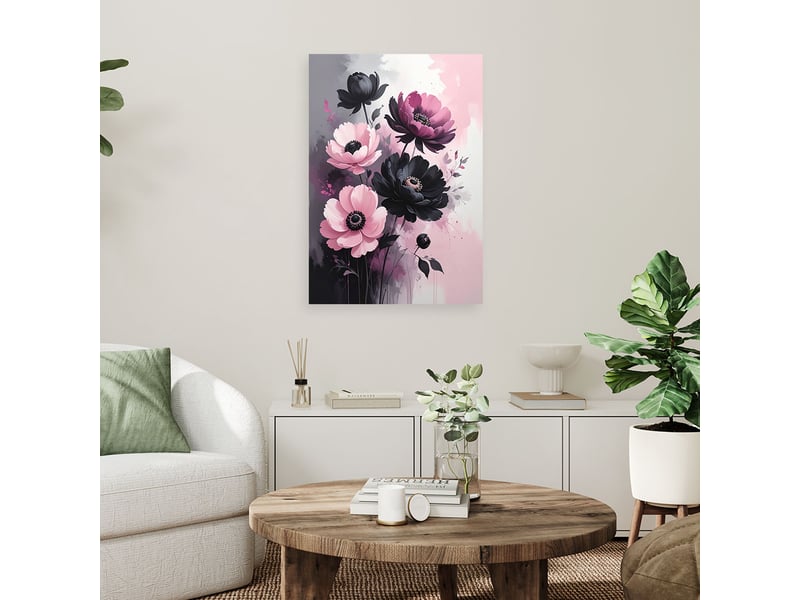  Toile imprimée, fleurs botaniques délicates roses 70x100 1312610204 - Conforama B