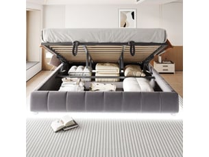 Lit coffre 180x200 cm gris coloris gris
