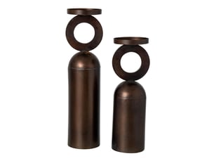 Lot de 2 bougeoirs anneau enzo 46cm bronze