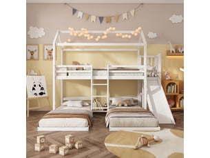 Lit superposé 90x200 cm <strong>MERAX</strong>  <strong>lit enfant blanc</strong> coloris blanc
