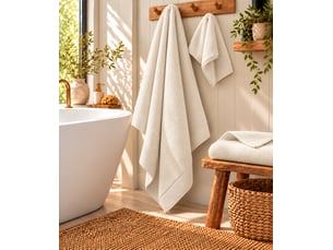 Drap de bain softy 100 x 150 cm éponge zero twist 100% coton peigné 600 gm² ivoire