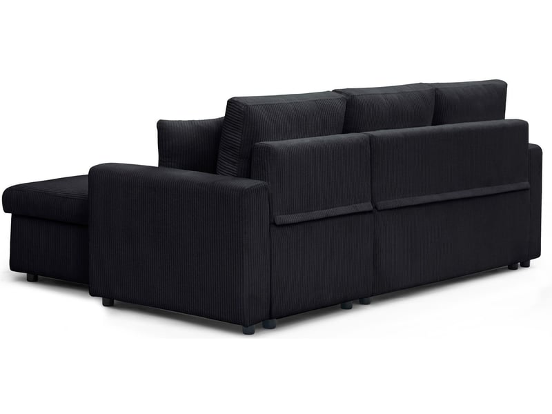 Canapé d'angle convertible avec coffre de rangement réversible toledo velours côtelé noir Toledo - Conforama E