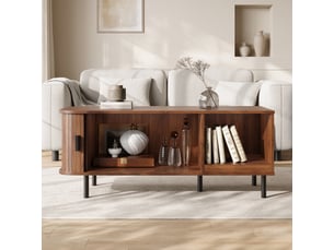 Table basse ovale coloris marron <strong></strong> <strong></strong> - 40 cmx110 cm