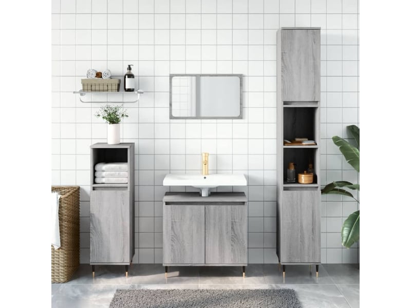  Ensemble d'armoires de salle de bain 3 pcs sonoma gris cf63014  - Conforama B