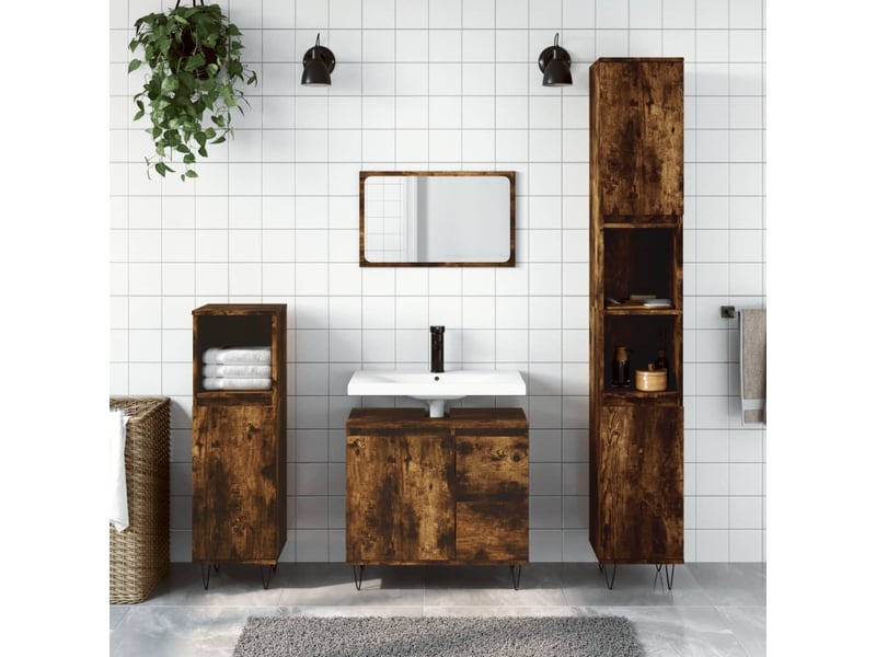 Ensemble de meubles de salle de bain 3 pcs chêne fumé cf63685 - Conforama B