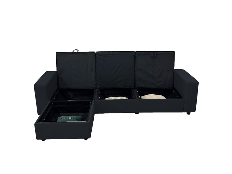  Canapé d'angle avec rangement intégré 245,5 cm - ressorts ensachés et méridienne réversible  - Conforama A