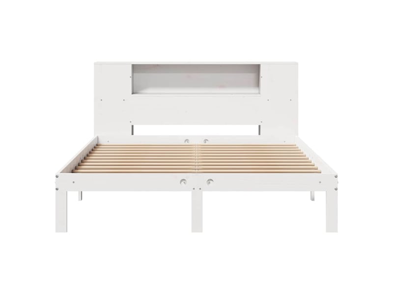  Lit double- lit adulte -  lit bibliothèque sans matelas blanc 160x200 cm bois pin massif  - Conforama C