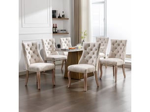 Chaise de salle à manger en velours beige clair chicfurn