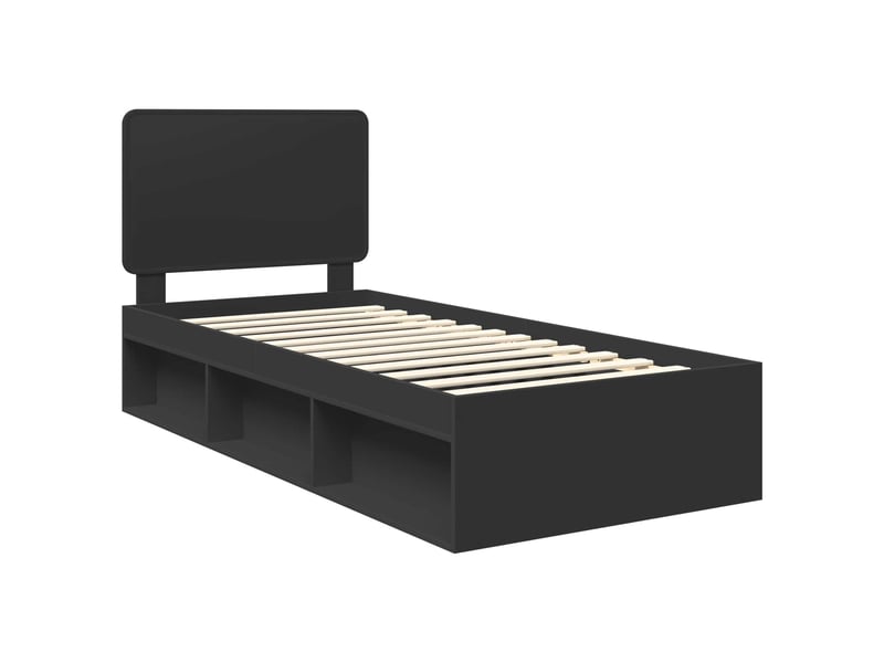 Lit simple- lit adulte -  cadre de lit noir 100 x 200 cm bois de pin massif  - Conforama C