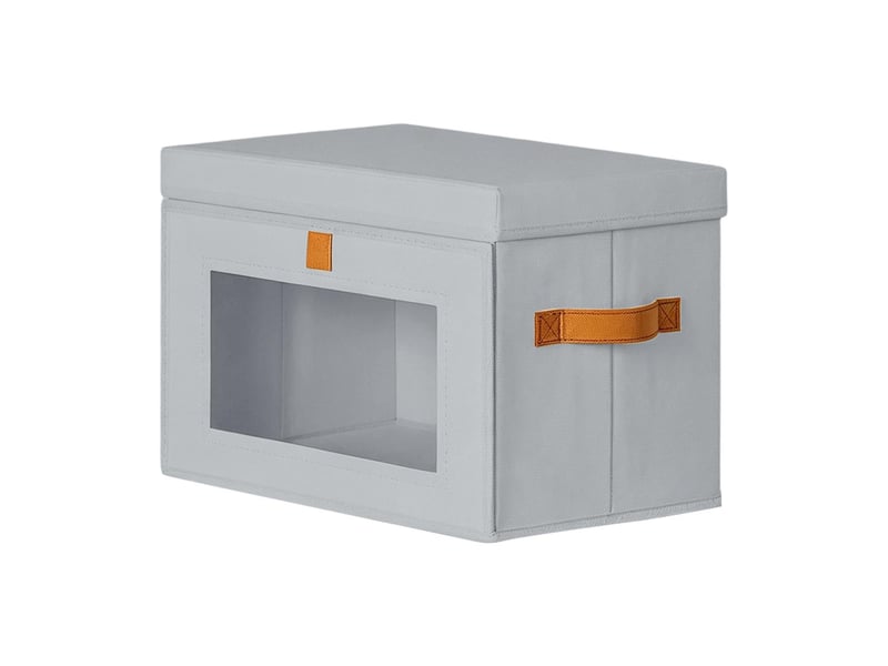  Lot de 1 bacs de rangement pliables en toile oxford gris avec fenêtre – organiseur pour vêtements et dressing  - Conforama A