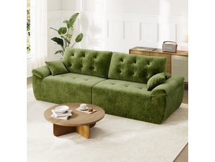 Canapé compressé modulable style nuage scandinave 275cm vert en chenille,mousse compressée haute densité,canapé doux pour salon