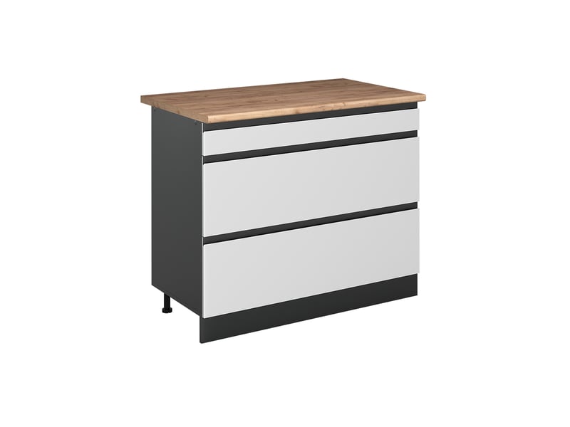 Vicco meuble cuisine, blancanthracite, 100cm plan de travail chêne doré - Conforama A