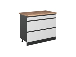 Vicco meuble cuisine, blancanthracite, 100cm plan de travail chêne doré