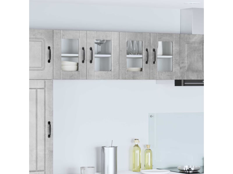 Meuble mural de cuisine, cabinet en verre mural gris béton 60x31x40cm shl9230 - Conforama B