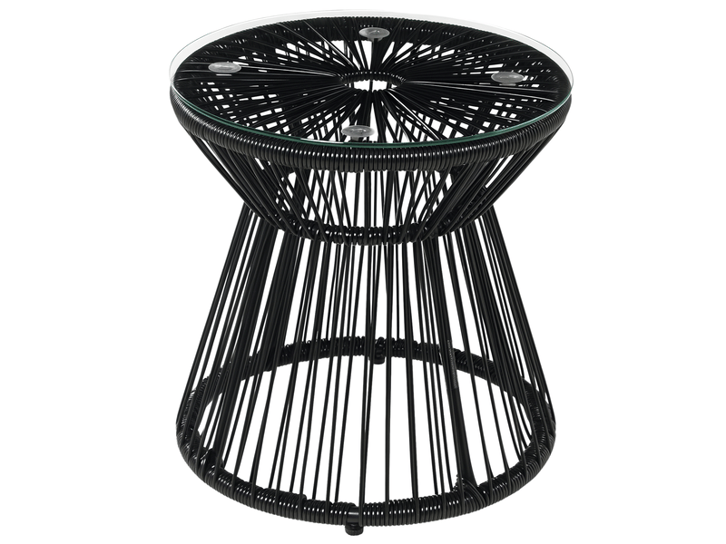  Table ronde bistro de jardin résine tressée imitation rotin noir 40x40x42cm  - Conforama B