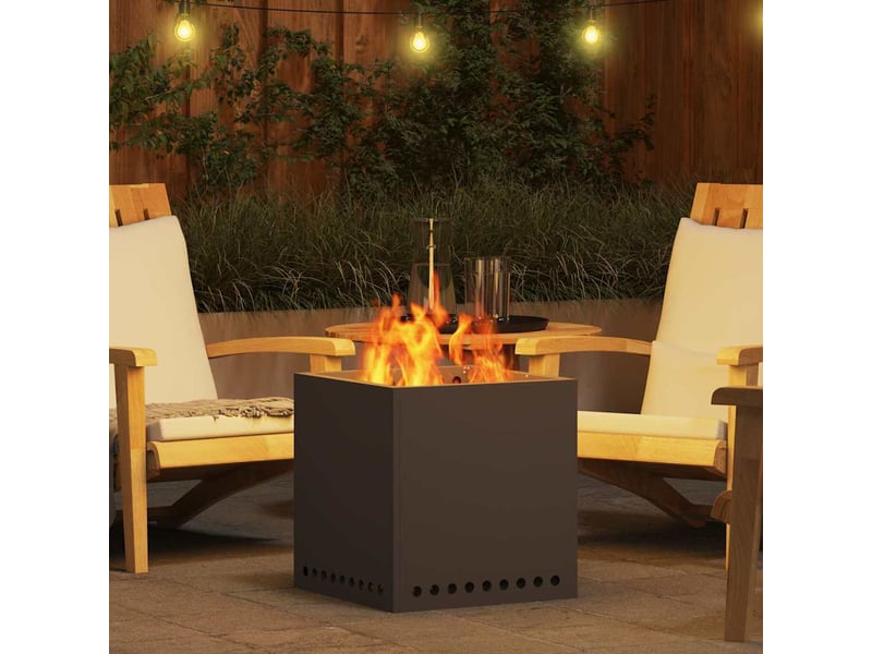 Brasero exterieur, foyer sans fumée noir 48x48x50 cm acier patiné - Conforama D